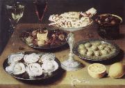 Osias Beert Style life with oysters confectionery and fruits Germany oil painting reproduction